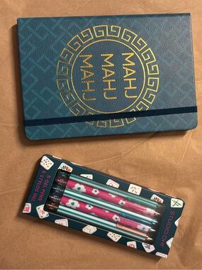 Studio Teal Mahjong Notebook with Pink & Teal Floral Gel Pens